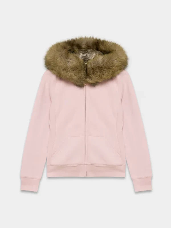 Aritzia Fur Hoodie Pink