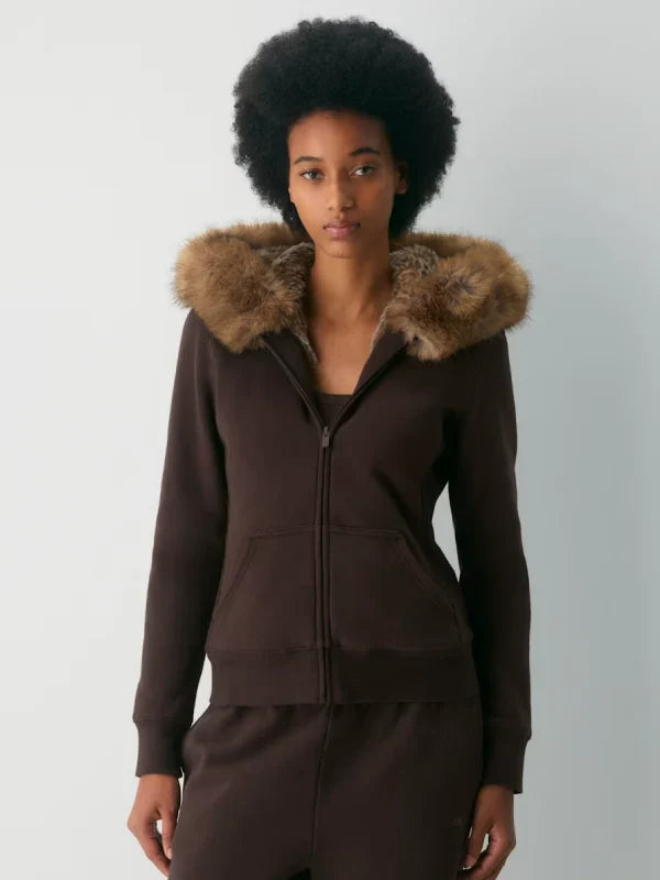 Aritzia snugfleece zip-up hoodie with Real Faux Fur trim Hoodie