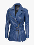 Asymmetrical Blue Moto Jacket for Women