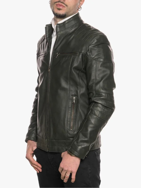 Attila Men Olive Green Biker Jacket