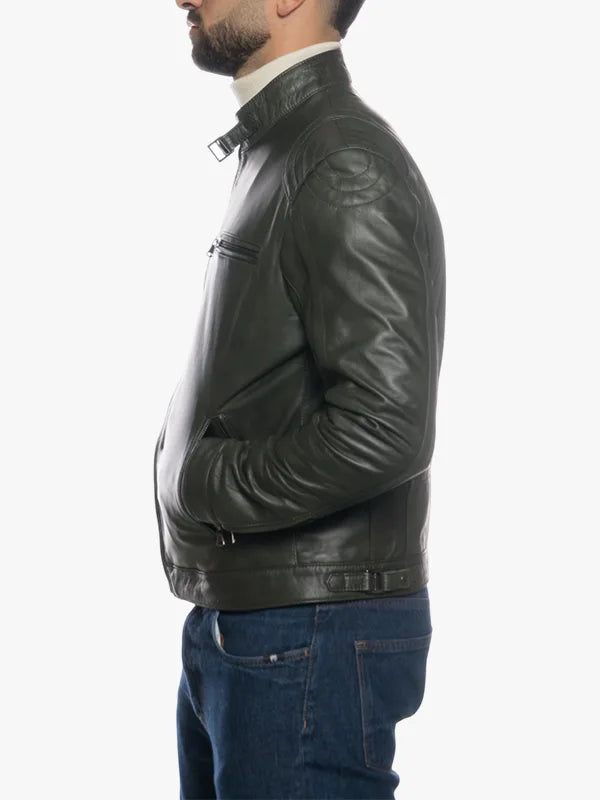 Avatar Mens Biker Green Jacket