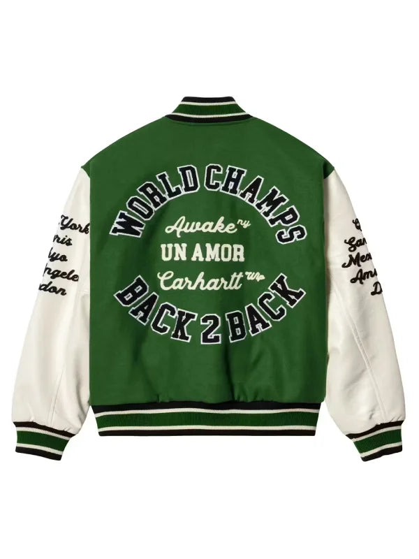 Awake NY x Carhartt Teddy Varsity Jacket Green
