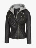 Bagheria Womens Leather Jacket With Hood