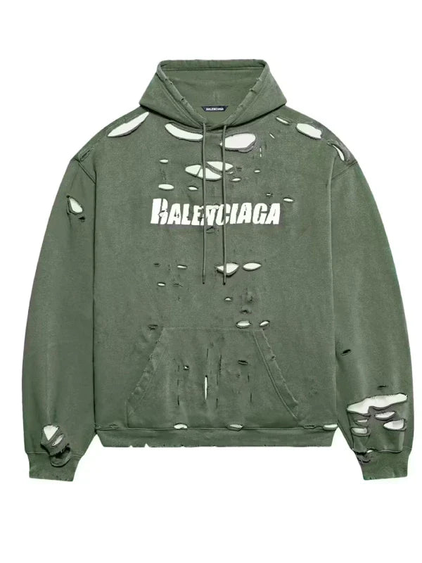 Balenciaga Destroyed Hoodie Green