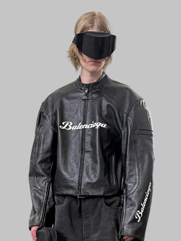 Balenciaga I Automobili Lamborghini Black Leather Jacket