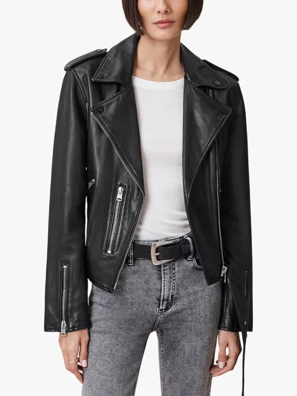 Black Balfern Leather Biker Jacket