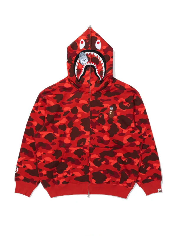 Bape x Stray Kids Shark Full Zip Hoodie Red