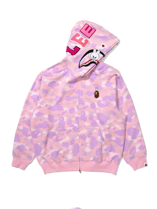 Bape x Stray Kids Shark Hoodie Pink