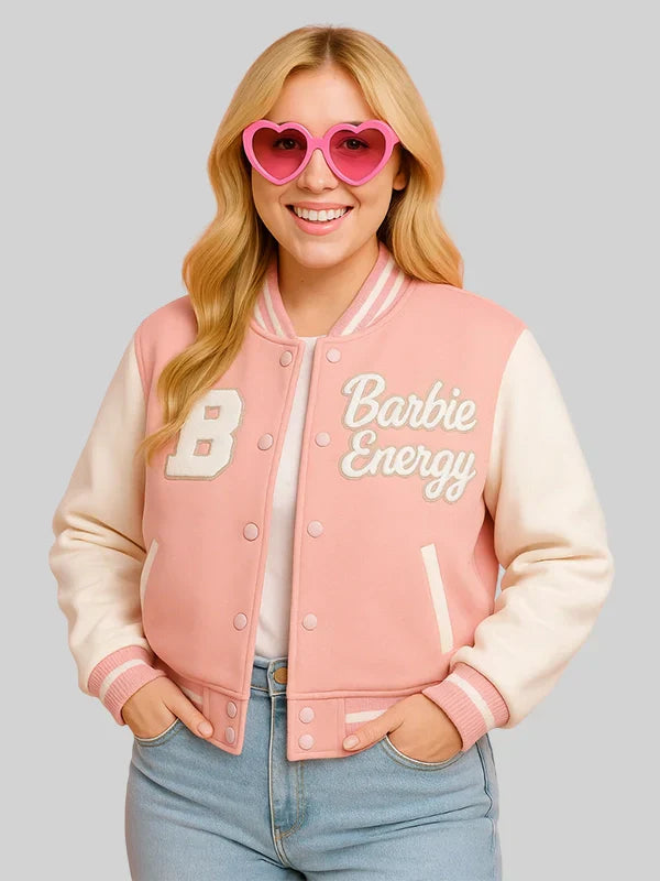 Barbie Energy Pink Varsity Bomber Jacket