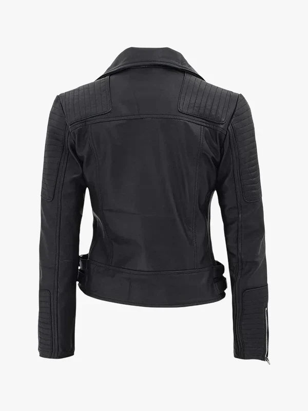 Bari Asymmetrical Black Leather Moto Jacket