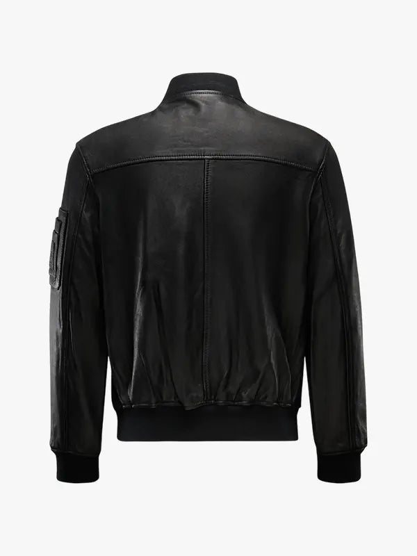 Belstaff Black Leather Blouson Marker Bomber Jacket