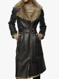 Belted Shearling Brown Trench Coat