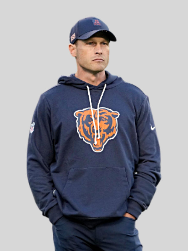Ben Johnson Chicago Bears 2025 Sideline Hoodie Blue