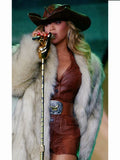 Beyonce MM6 Maison Margiela Crocodile Leather Jacket Brown