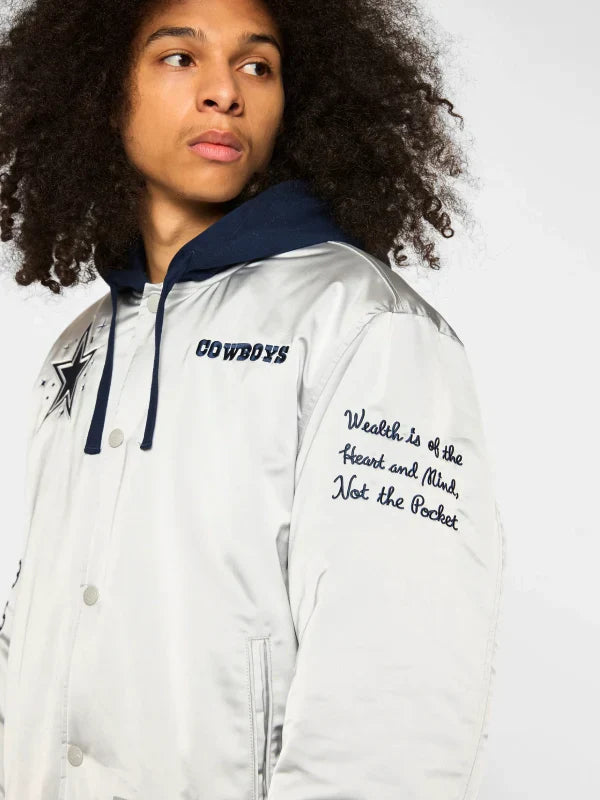 Billionaire Boys Club Dallas Cowboys Satin Varsity Jacket Grey
