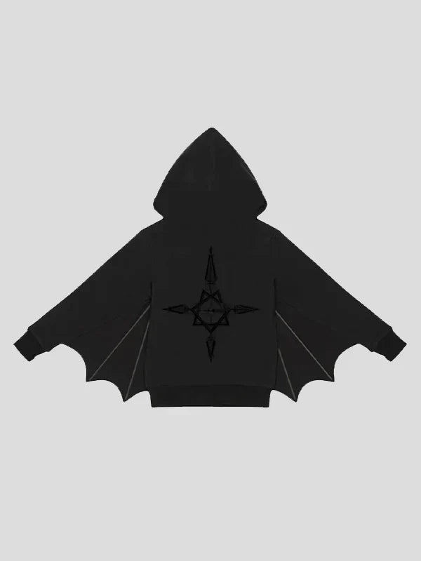 Black Bat Wing Hoodie Ghost