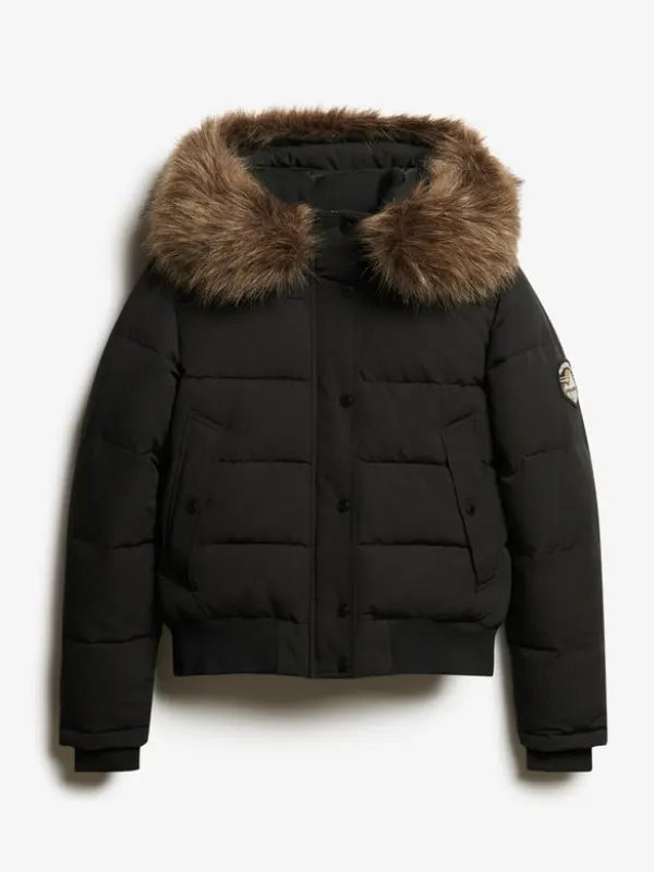 Black Everest Hooded Bomber Jacket Superdry