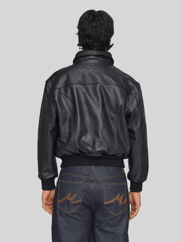 ジャケット・アウター MUTIMER LEATHER BOMBER JACKET XL Leather Bomber Jacket – Mutimer