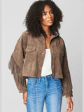 Blank NYC Hot Cocoa Fringe Suede Jacket