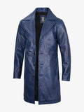 Blue Leather Coat for Men