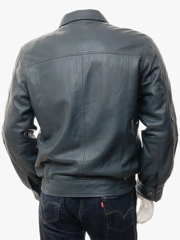 Blue Rennes Leather Jacket men's