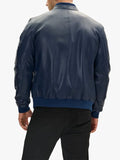 Bomber Genuine Leather Blue Jacket For Men