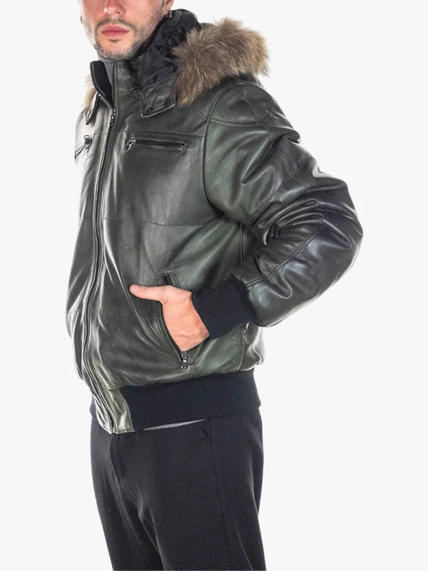 Boston Green Down Hooded Jacket