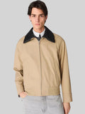 Bottega Veneta Mens Natural Intrecciato Leather-Trimmed Twill Blouson Beige