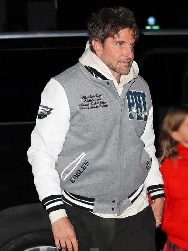 Bradley Cooper Eagles Grey Varsity Jacket