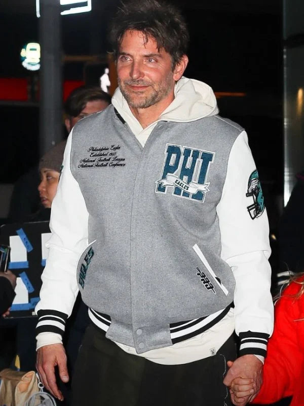 Bradley Cooper Eagles Jacket Grey  White