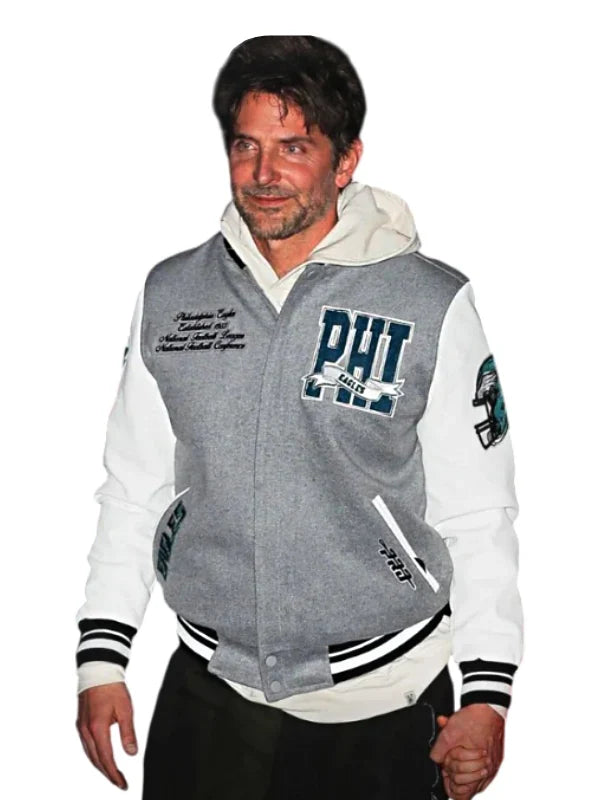 Bradley Cooper Eagles Varsity Jacket Grey