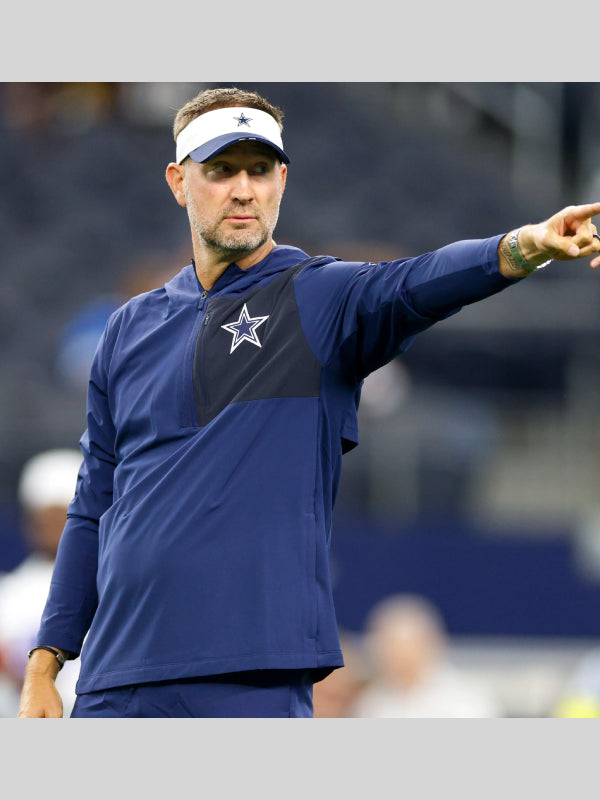 Brian Schottenheimer Cowboys Half-Zip Hoodie Jacket Blue