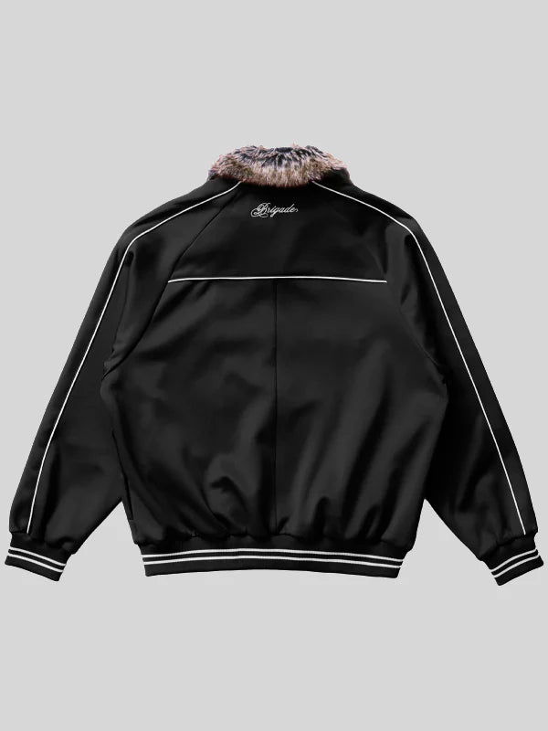 Brigade Fur Collar Black Track Jacket