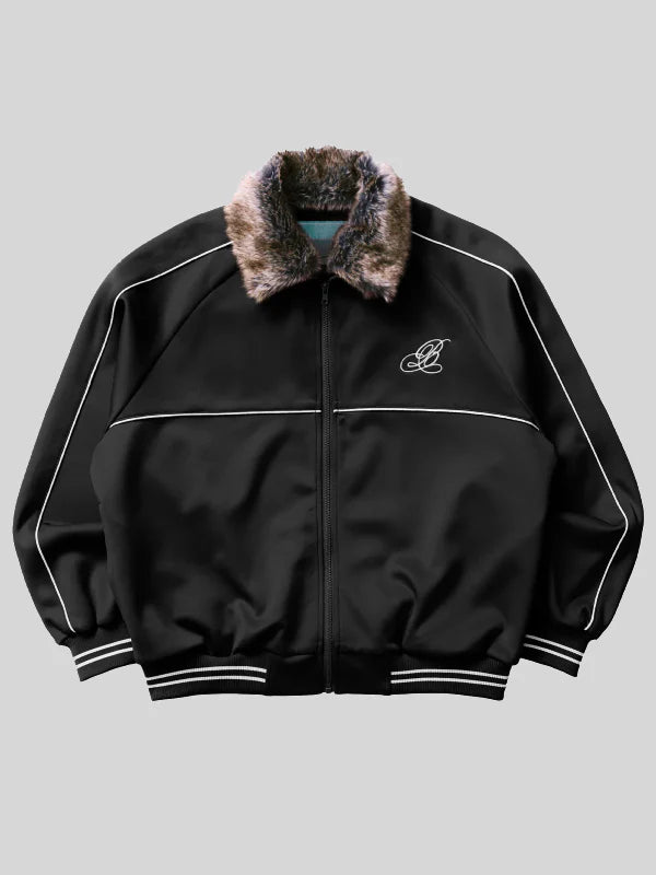 Brigade Fur Collar Track Jacket Black