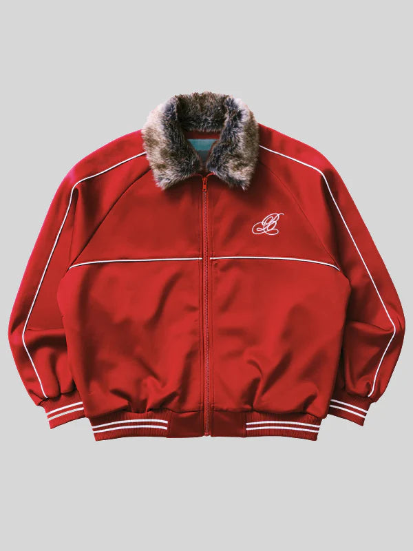 Brigade Fur Collar Track Jacket Red