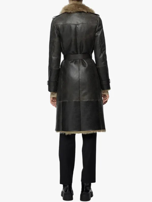 Brown Leather Trench Coat