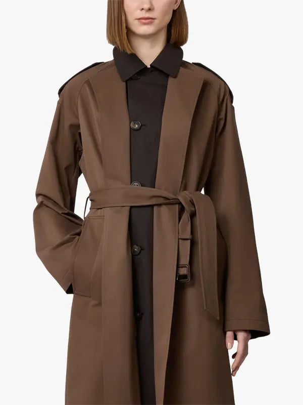 Brown Tod's belted trench coat