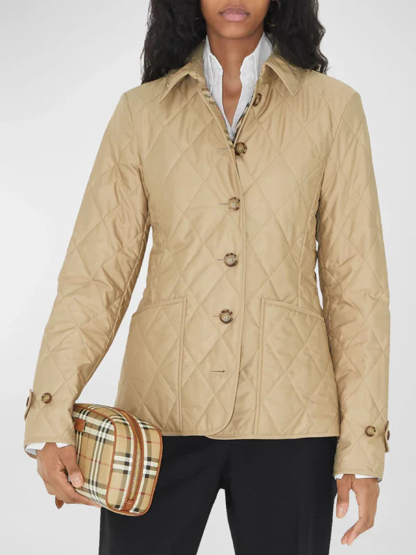Burberry Fernleigh Quilted Jacket Cream