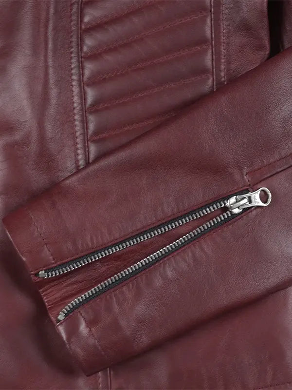 Burgundy Jacket Biker