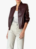 Burgundy Leather Bomber Nova Jacket