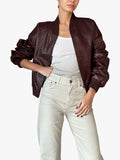 Burgundy Nova Leather Bomber Jacket