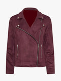 Burgundy Suede Leather Biker Moto Jacket