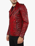 Burke Distressed Red Motorcycle Leather Jacket Side
