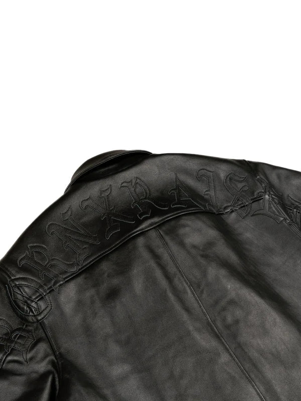 BxR Leather Bomber Jacket Black