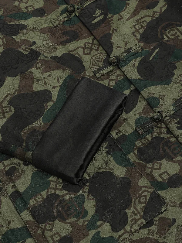 CLOT x BAPE Chinese Silk Padded Green Jacket