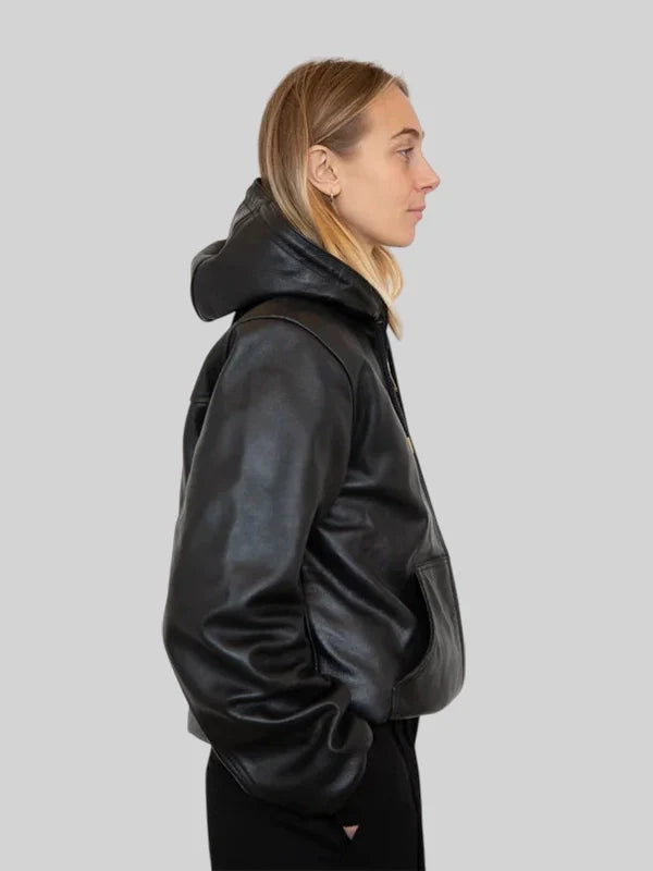 Carhartt Black Leather Hooded Jacket