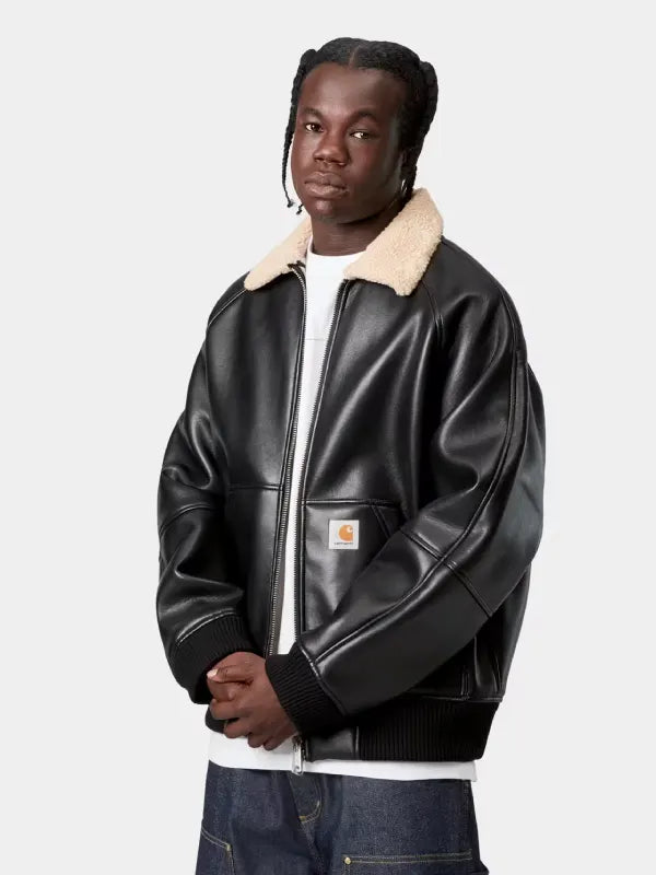 Carhartt WIP Shepton Leather Jacket Black