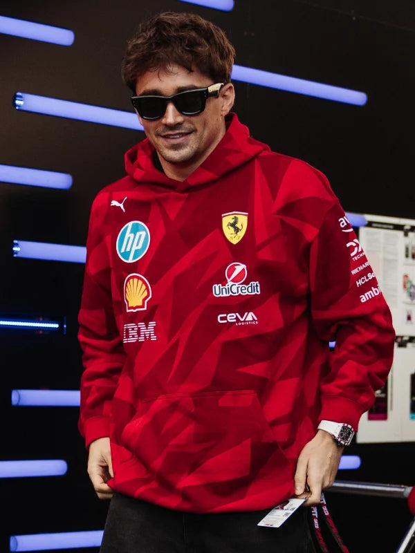 Charles Leclerc Scuderia Ferrari 2025 Special Edition Las Vegas Race Hoodie Red