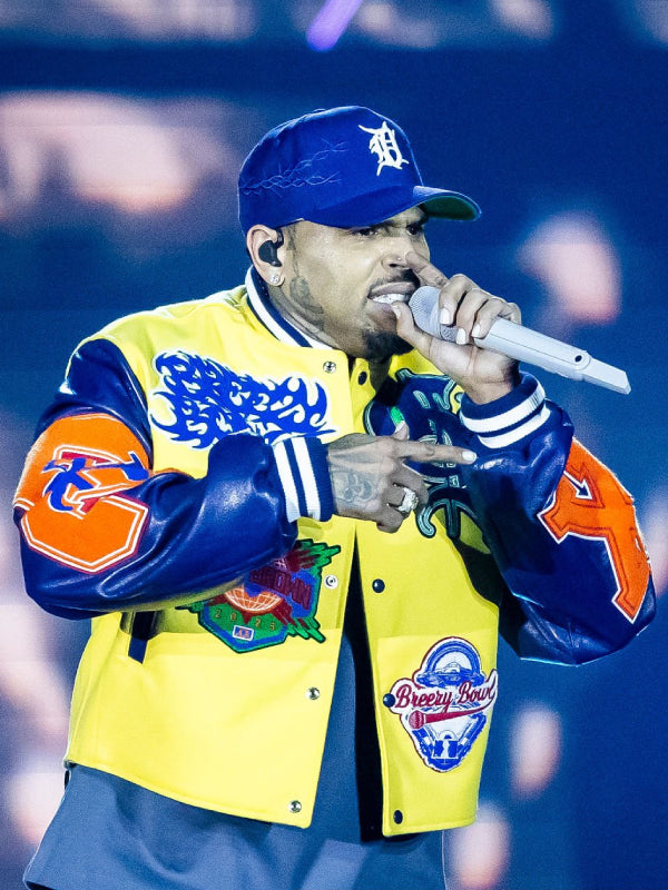 Chris Brown Breezy Bowl Yellow and Blue Jacket