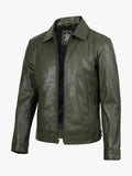 Classic Shirt Collar Olive Green Jacket